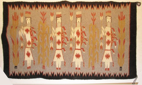 Appraisal: Artist Title Hand-Woven Native American Rug Medium Wool yarns and