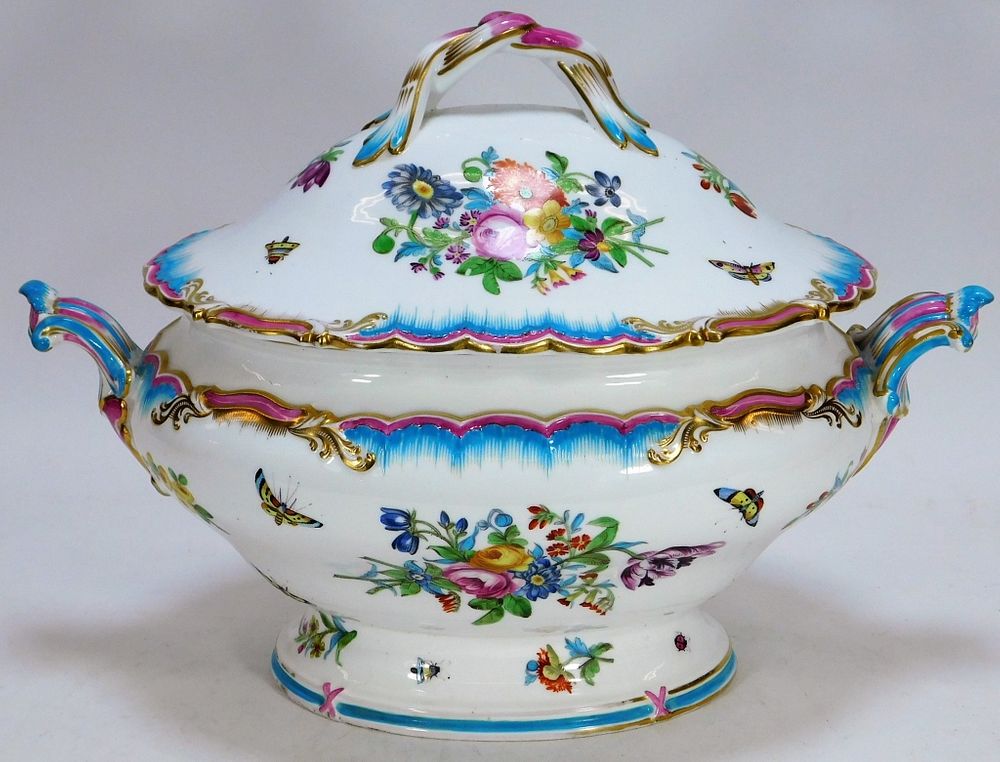 Appraisal: French Botanical Porcelain Soup Tureen France Late th- Early th