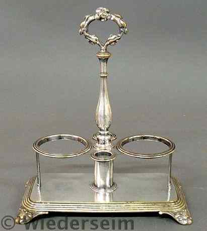 Appraisal: Silverplate cruet stand signed Christofle lacking bottles h x w