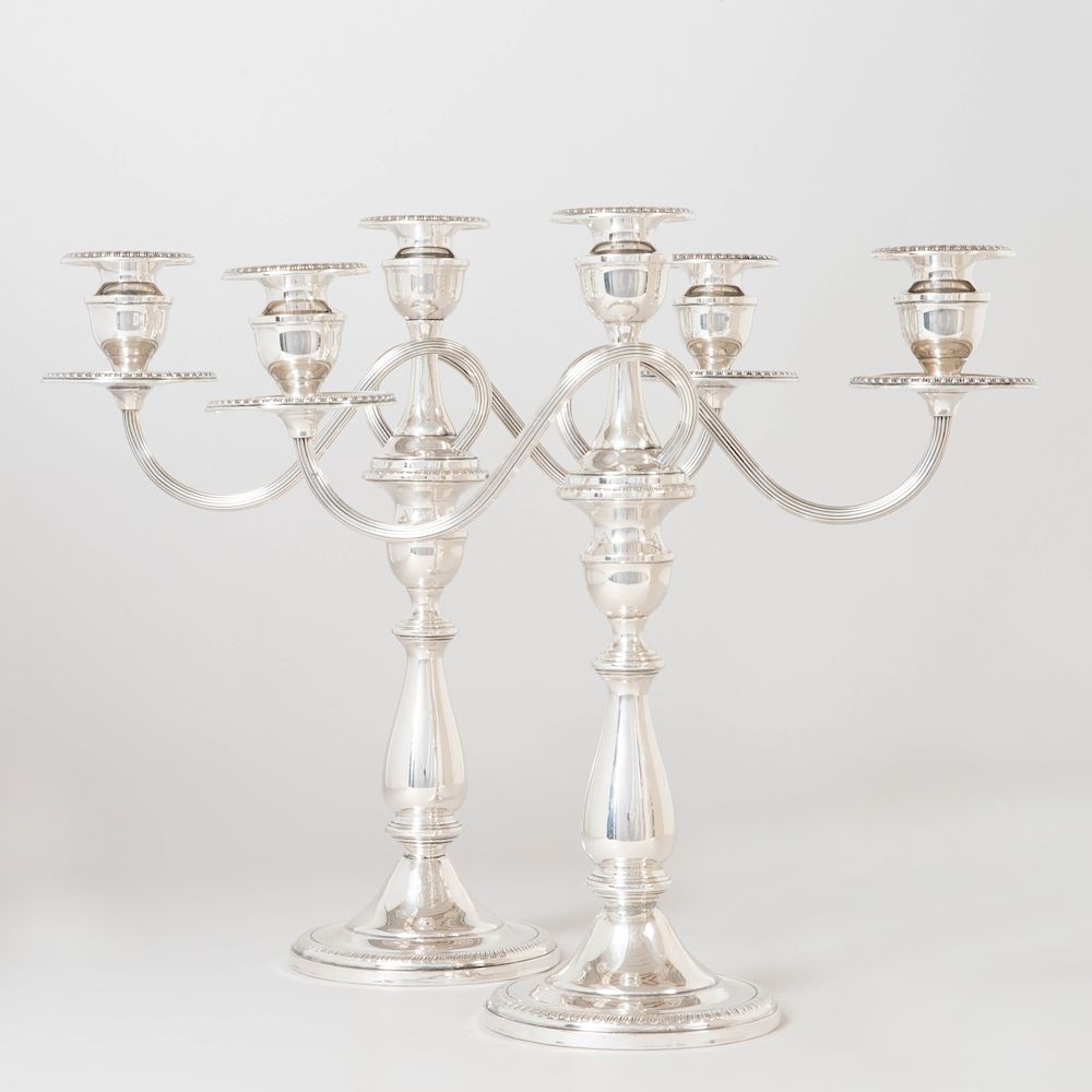 Appraisal: Pair of American Silver Three Light Candelabra Each marked 'Sterling'