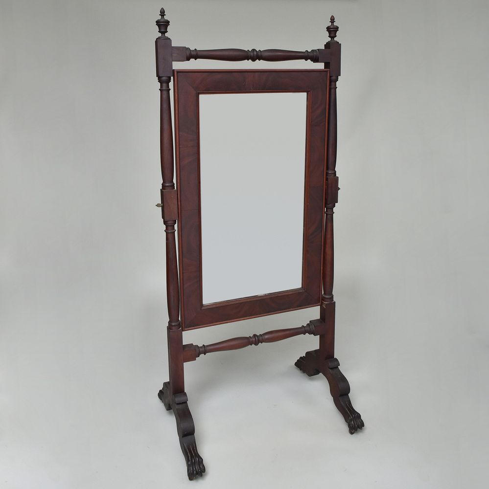 Appraisal: Late Federal Mahogany Cheval Mirror ft in x x in