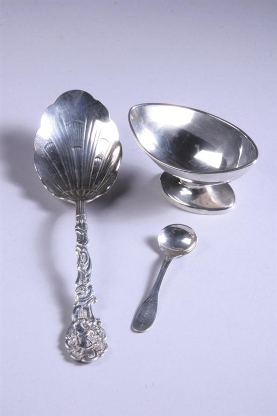 Appraisal: THREE PIECES AMERICAN SILVER Including Gorham sterling silver serving spoon