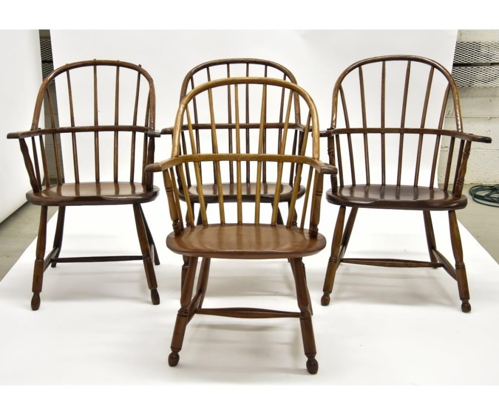 Appraisal: Assembled set of four Windsor style armchairs Each approx h