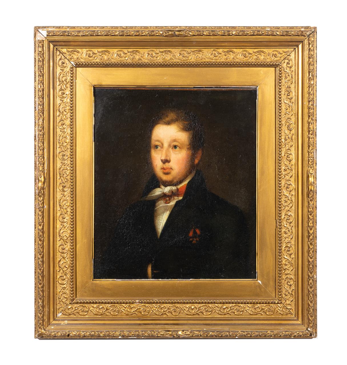 Appraisal: CONTINENTAL SCHOOL PORTRAIT OF GENTLEMAN O C Continental School oil