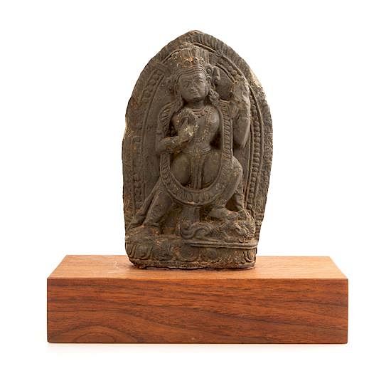 Appraisal: A Northeast Indian Phyllite Stone Fragment Height inches A Northeast