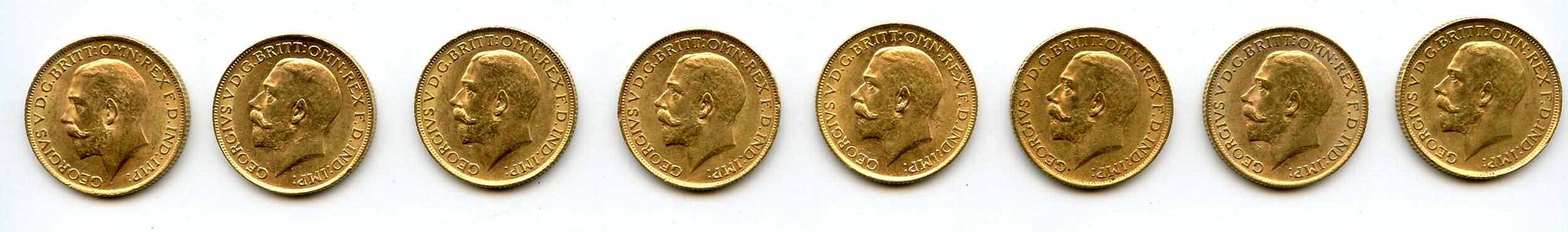 Appraisal: Great Britain George V Sovereigns KM- All are very similar