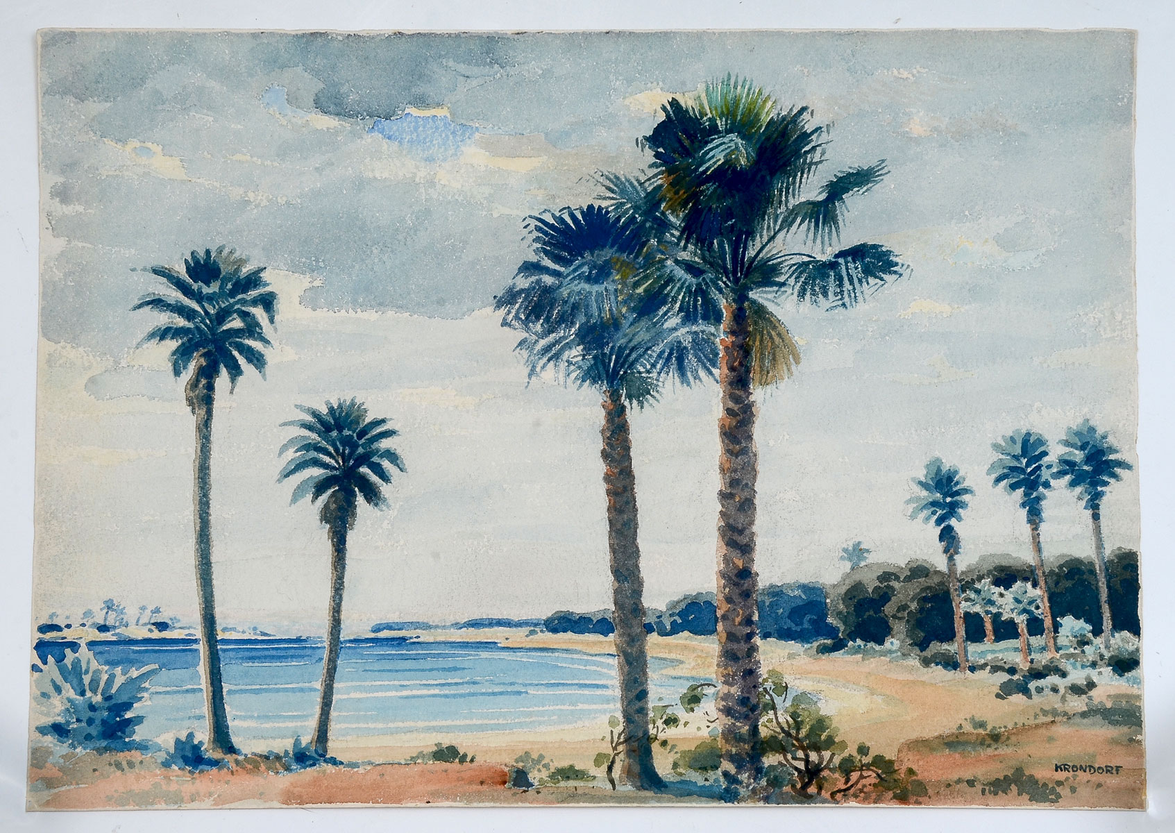 Appraisal: KRONDORF William F American German - Florida Lagoon with Palms