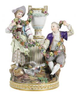 Appraisal: Meissen figural sculpture Meissen figural sculpture depicting a courting couple