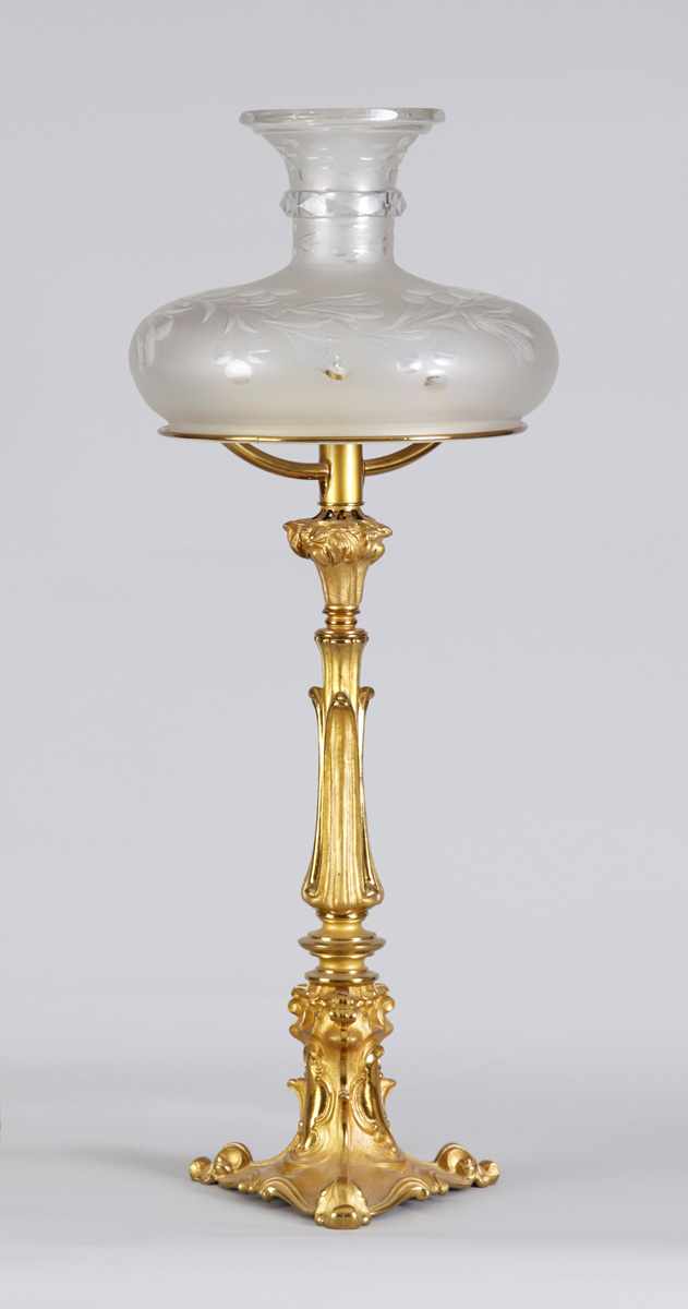 Appraisal: Early th Cent Gilt Bronze Sinumbra Lamp Original period engraved