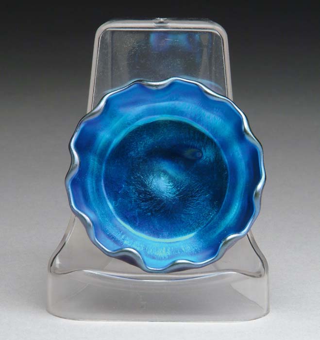 Appraisal: TIFFANY STUDIOS FAVRILE SALT Rare blue iridescent ruffled salt with