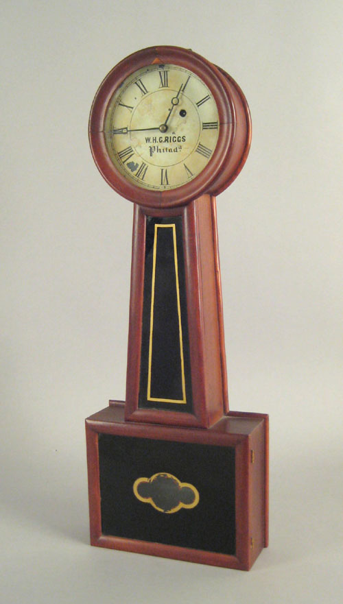 Appraisal: Philadelphia cherry banjo clock ca signed W H C Riggs