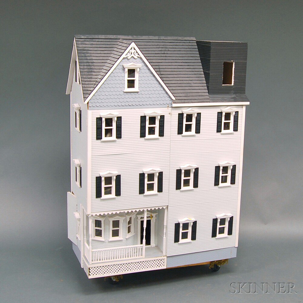 Appraisal: Large Three-story Victorian-style Dollhouse with Furnishings painted wood and plywood