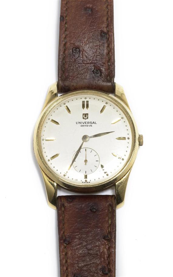 Appraisal: A WRISTWATCH UNIVERSAL GENEVA 's Yellow gold Round case no