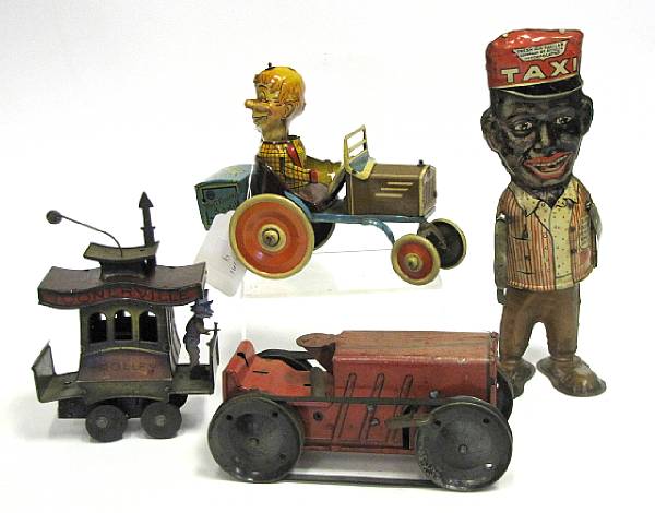 Appraisal: Early Clockwork Comical Toys Lot includes Nifty German Toonerville Trolley