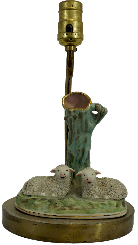 Appraisal: Staffordshire Style Lamb Lamp Staffordshire Style Lamb Lamp Staffordshire spill