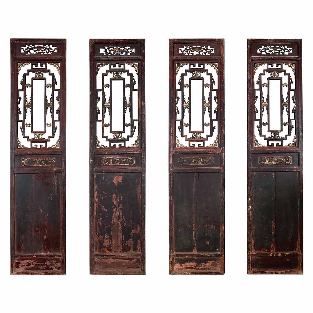 Appraisal: Set of Four Chinese Parcel Gilt and Painted Hardwood Doors