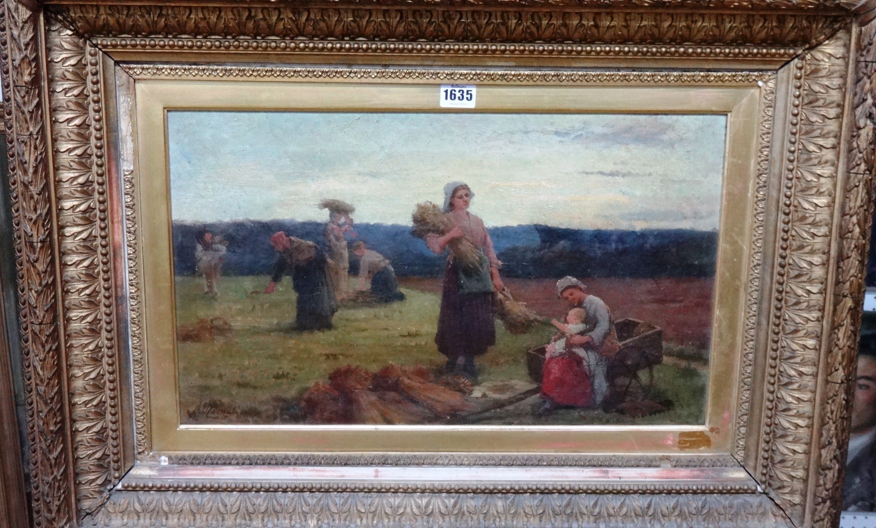 Appraisal: Peter Macnab d Harvesters oil on canvas signed cm x