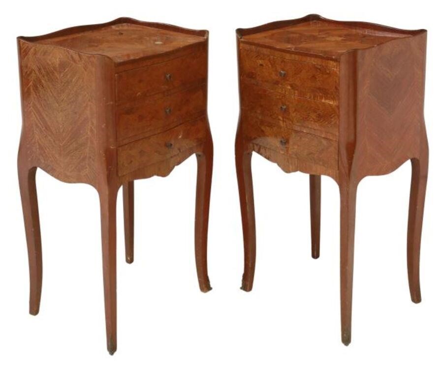 Appraisal: pair French Louis XV style nightstands th c serpentine gallery