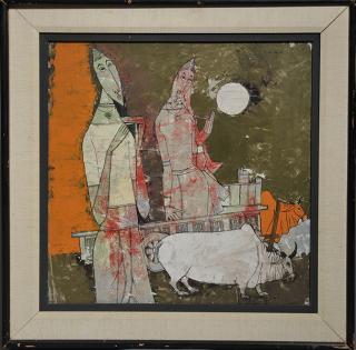 Appraisal: Shanti Dave Oil on Canvas Abstract oil on canvas inscribed