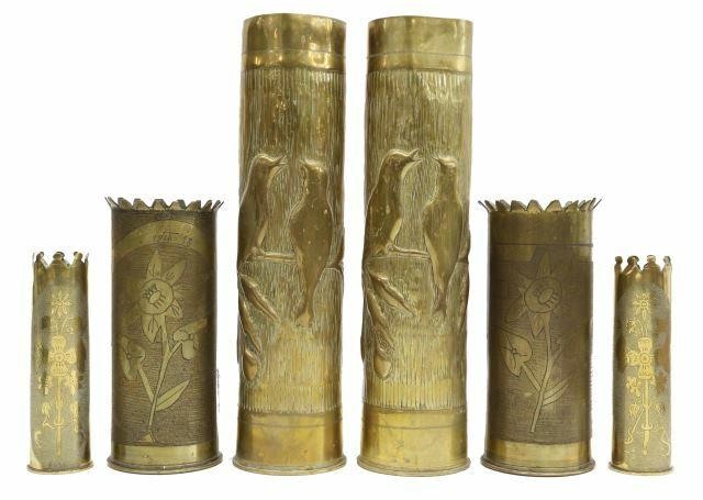 Appraisal: lot of French WWI-era trench art vases fashioned from artillery