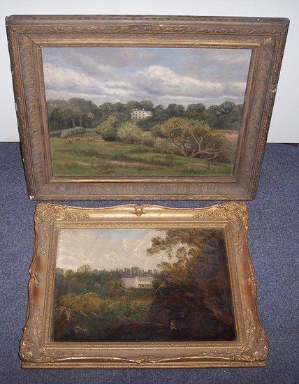 Appraisal: English School early th Century Landscape with Country House on