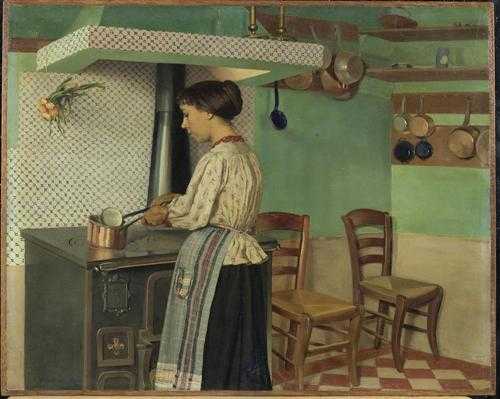 Appraisal: VALLOTTON FELIX Lausanne - Paris La cuisini re Oil on