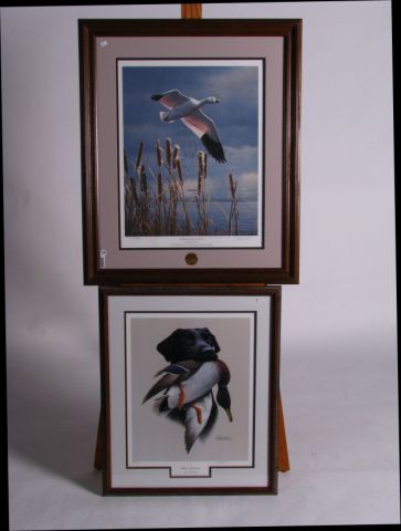 Appraisal: Two Ducks Unlimited framed prints including Black Labrador by Killen