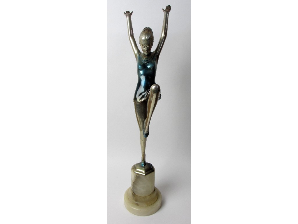 Appraisal: An Art Deco style cold painted bronze figure of a