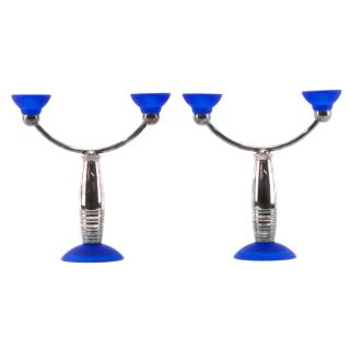 Appraisal: Christofle Art Deco Silver Plate and Cobalt Blue Glass Candlesticks