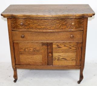 Appraisal: American Victorian tiger oak washstand chest American Victorian tiger oak