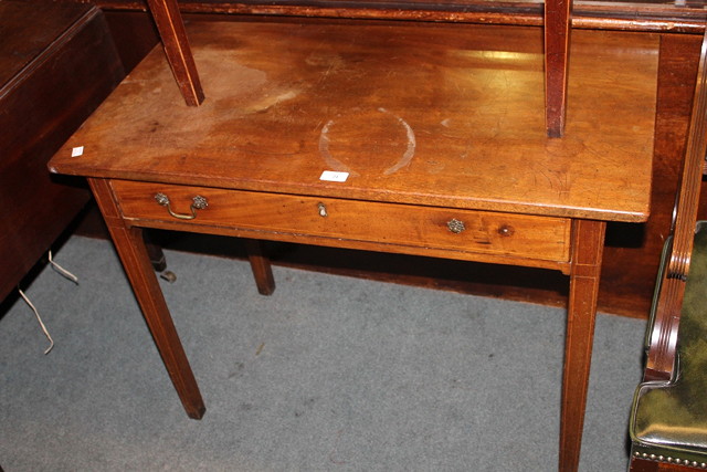 Appraisal: A TH CENTURY MAHOGANY SIDE TABLE fitted with single frieze