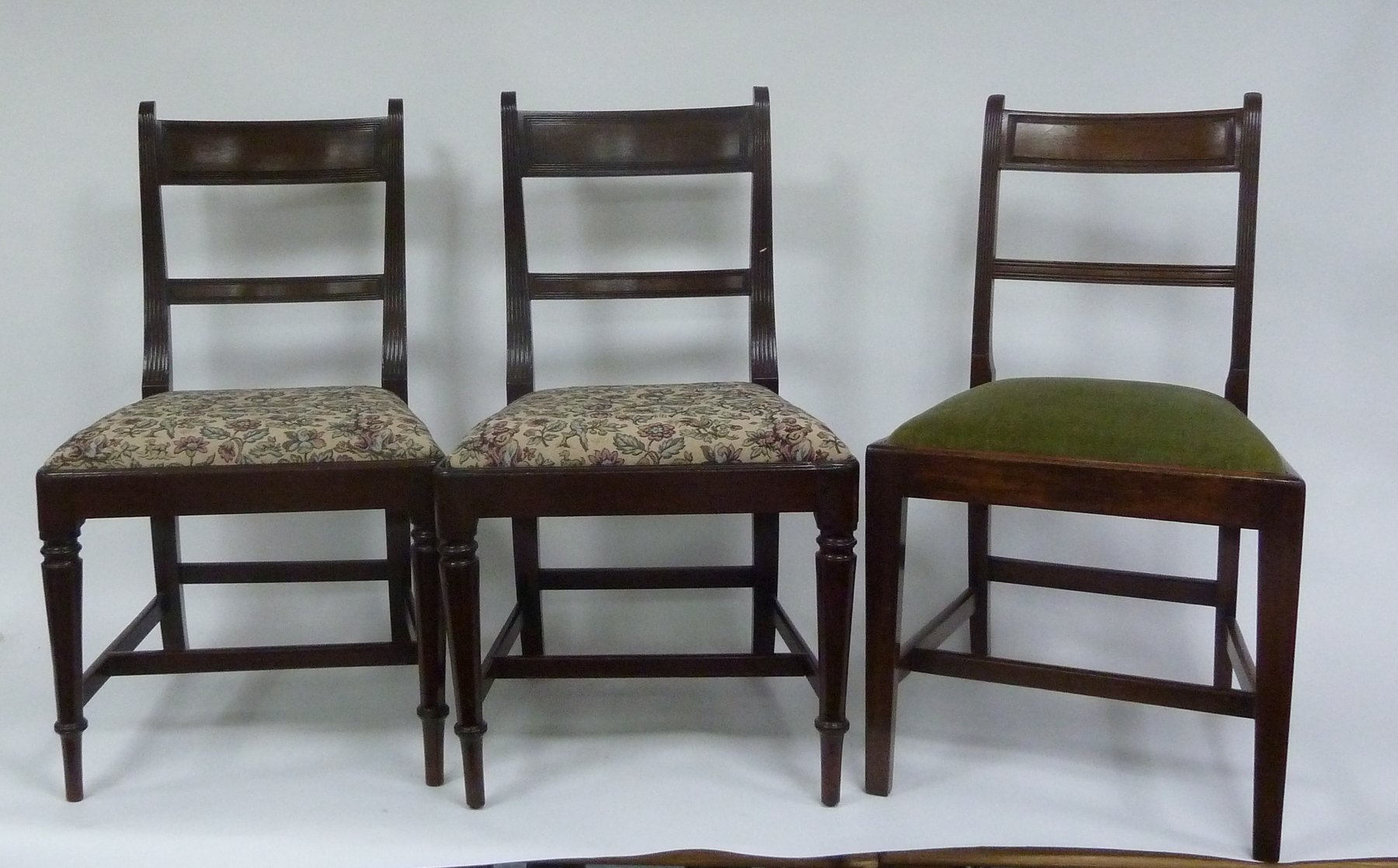 Appraisal: Two Regency mahogany dining chairs with horizontal splats to the