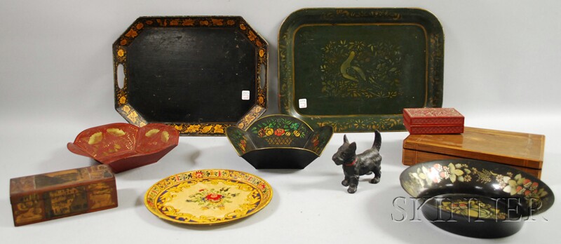 Appraisal: Ten Assorted Decorative Items an inlaid wooden box cinnabar-style box