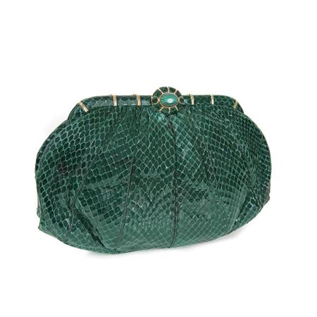 Appraisal: Judith Leiber Dark Green Karung Clutch Purse Estimate nbsp nbsp