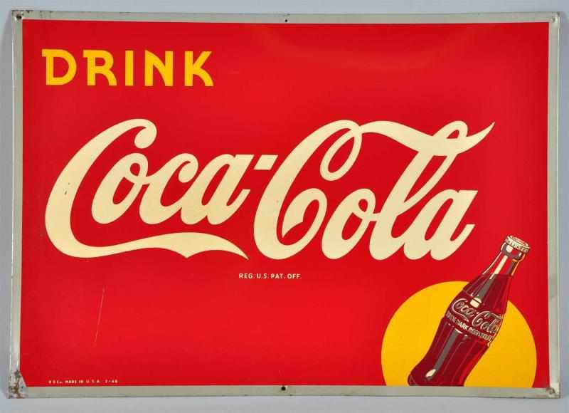 Appraisal: Tin Coca-Cola Sign Description Very light surface marks light wear