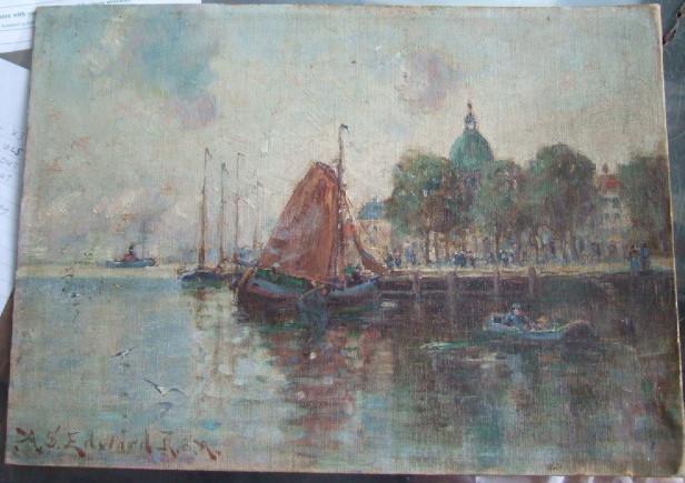 Appraisal: Arthur Sherwood Edwards - A Quayside oil on canvasboard signed