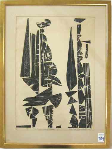 Appraisal: MANUEL IZQUIERDO WOODBLOCK PRINT Spain Portland Oregon - titled ''The