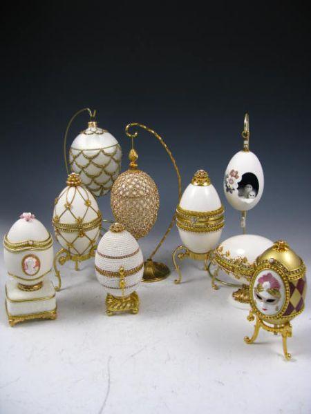 Appraisal: Group of Decorated Fine Eggs six open to be used