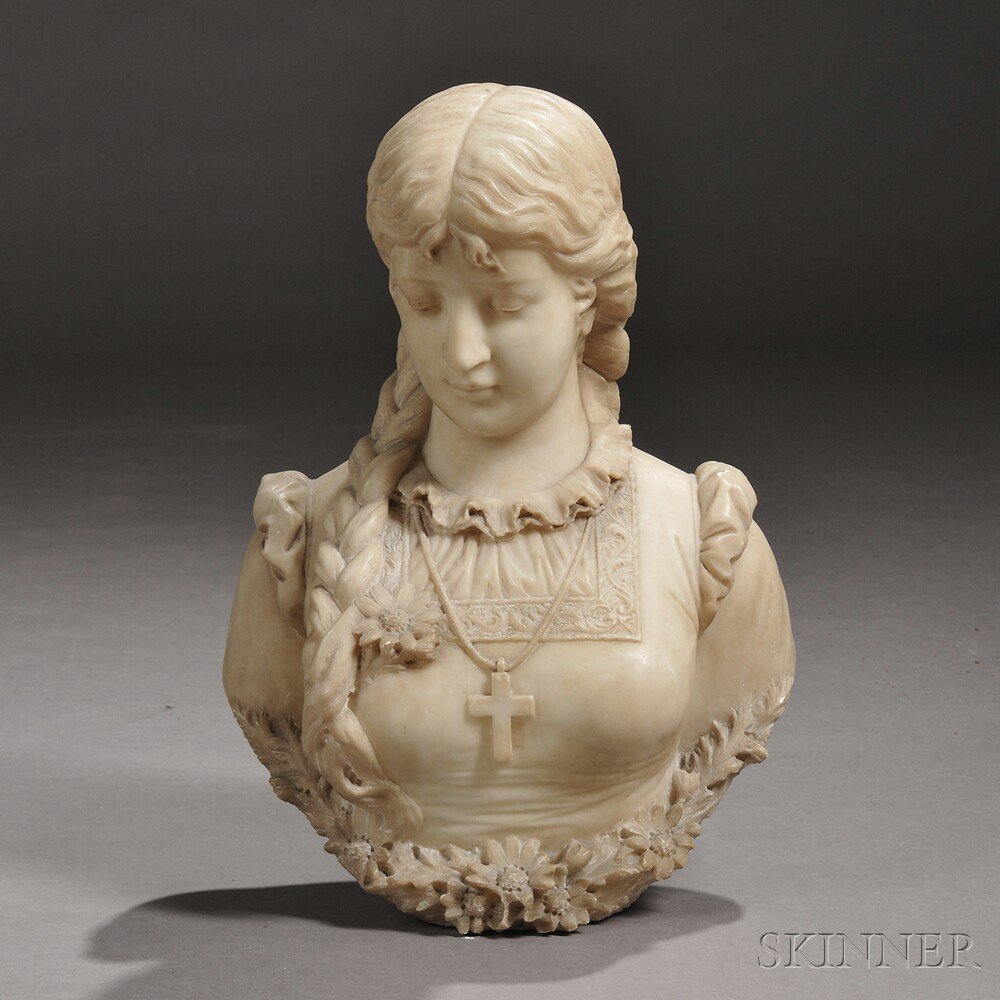 Appraisal: Continental School th Century Alabaster Bust of Faust's Marguerite the