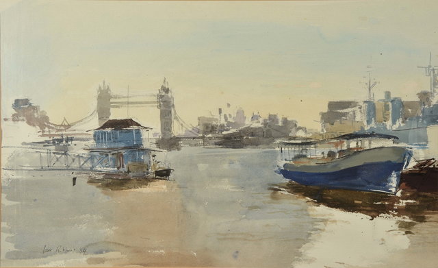 Appraisal: IAN RIBBONS - Tower Bridge and The Thames signed and