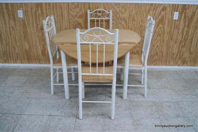 Appraisal: Metal Oak Drop Leaf Dining Table Chair SetFrom an estate