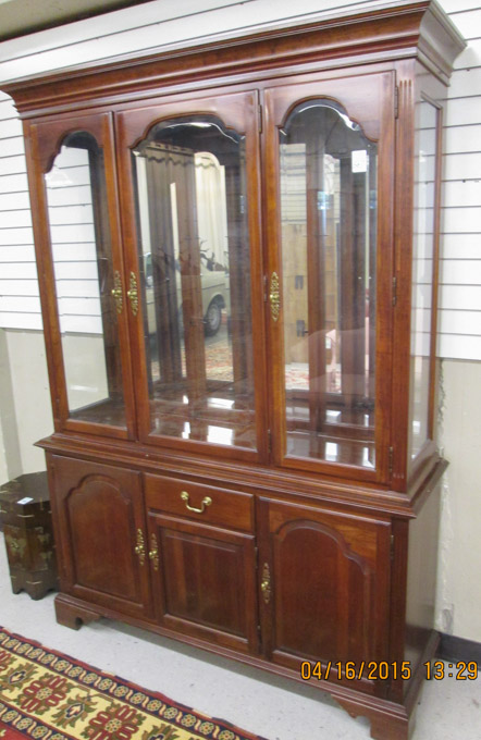 Appraisal: GEORGIAN STYLE CHINA CABINET ON BUFFET Georgian Court line Ethan