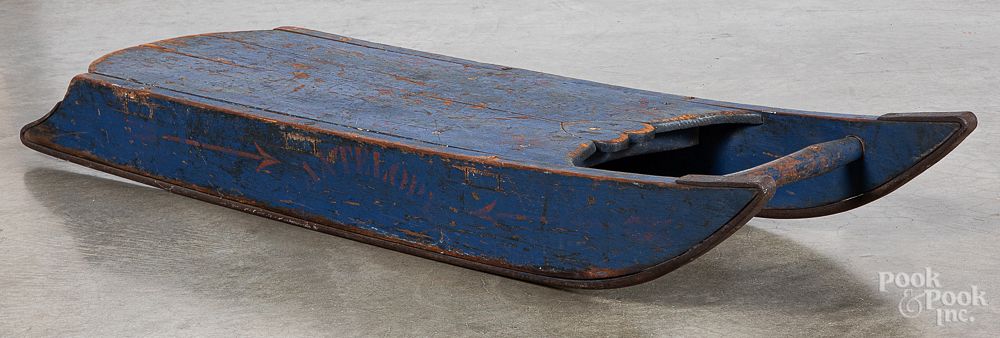 Appraisal: Blue painted Antelope sled ca Blue painted Antelope sled ca