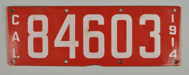 Appraisal: Single Porcelain California License Plate Stamped Ing-Rich mfg co on