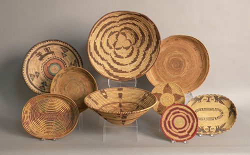 Appraisal: Group of Native American etc basketry trays to include Apache