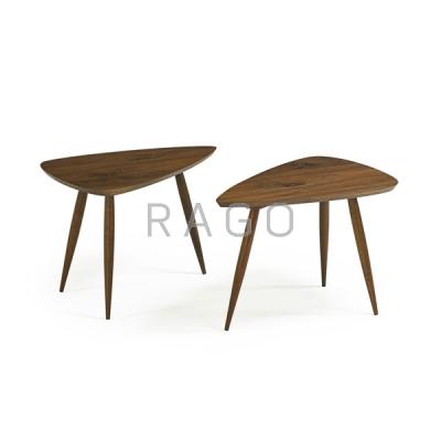 Appraisal: PHIL POWELL Two triangular side tables Condition Report