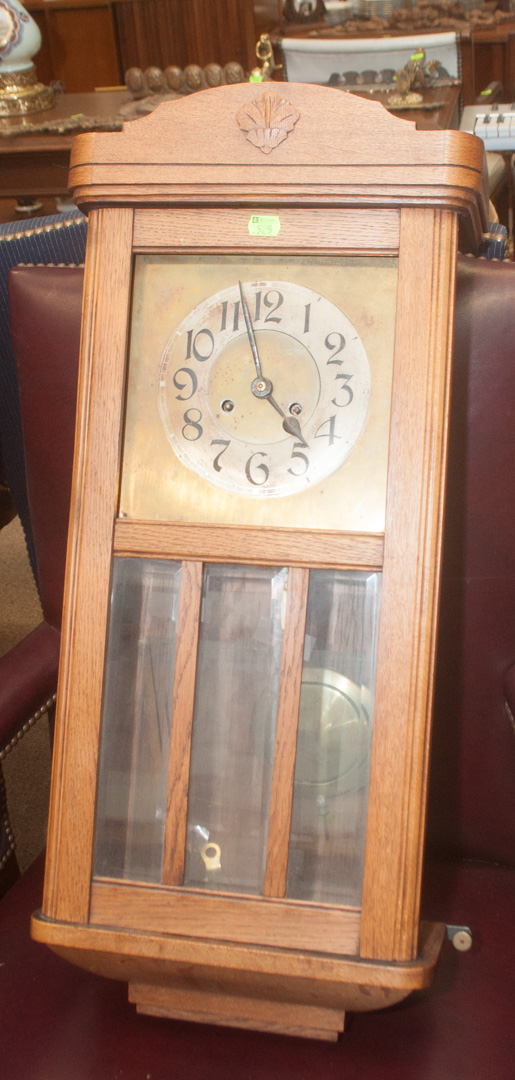 Appraisal: German oak wall clock as is