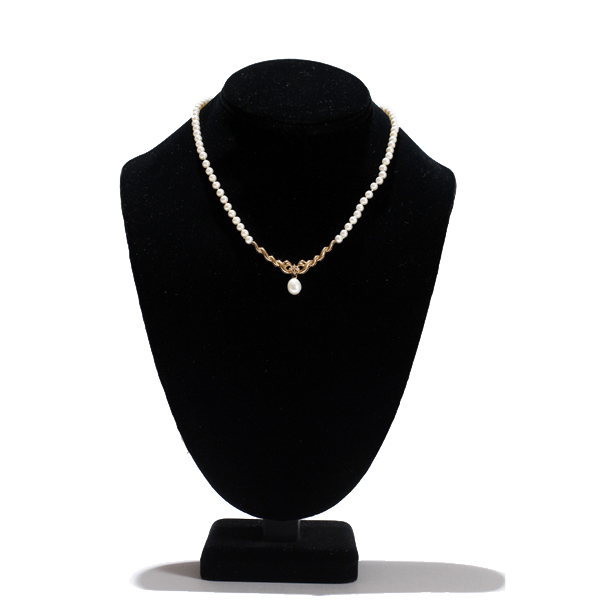 Appraisal: Gold K pearl drop necklace with diamond accents on gold