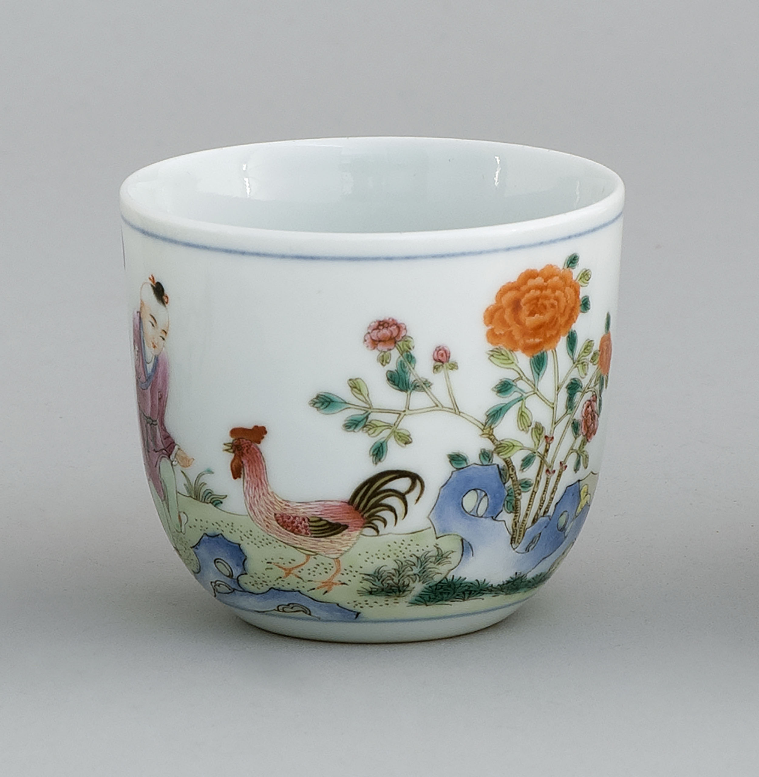 Appraisal: FAMILLE ROSE PORCELAIN TEA BOWL With decoration of a child