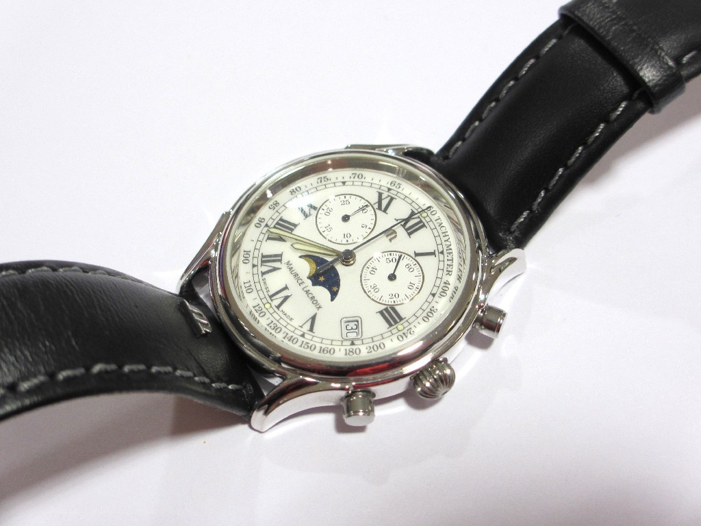 Appraisal: Gents stainless steel cased Maurice Lacroix chronograph wrist watch with